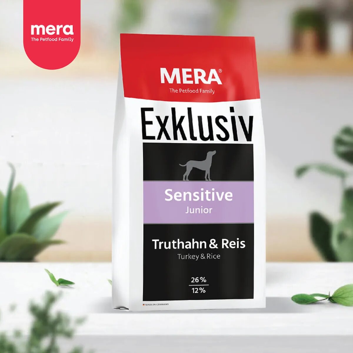 MERA Exklusiv Sensitive Junior XS-XL Curcan și Orez hrană uscată câini junior 15kg