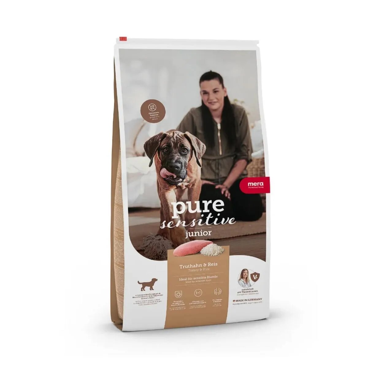 MERA Pure Sensitive Junior XS-XL Curcan și Orez hrană uscată câini junior alergii 4kg