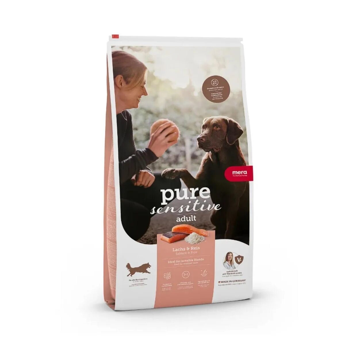 MERA Pure Sensitive M-XL Somon și Orez hrană uscată câini alergii 12.5kg