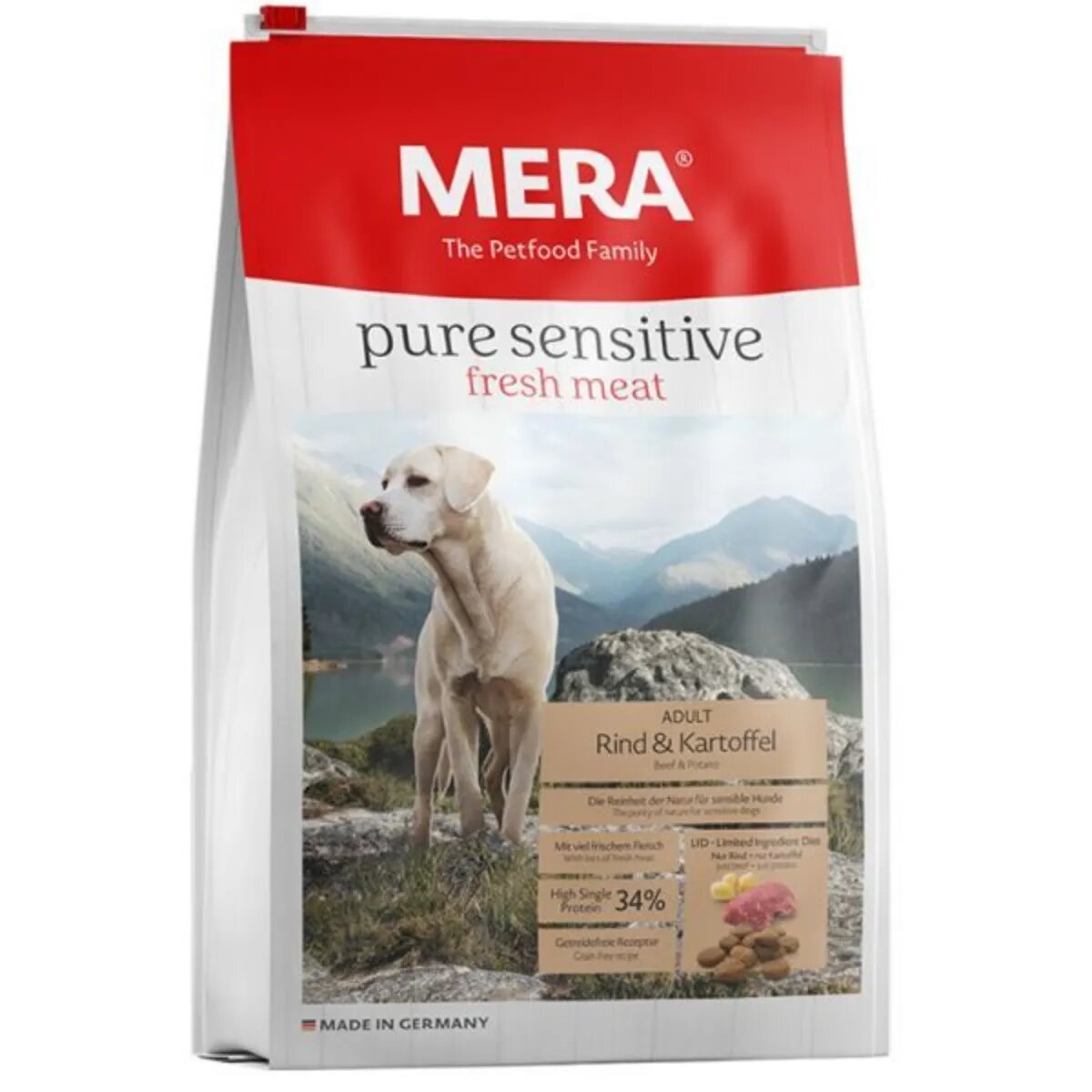 MERA Pure Sensitive XS-XL Vită și Cartofi hrană uscată fără cereale câini 4kg