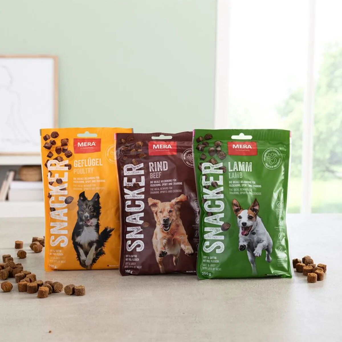 MERA Snacker XS-XL Miel punguță recompense câini 200g
