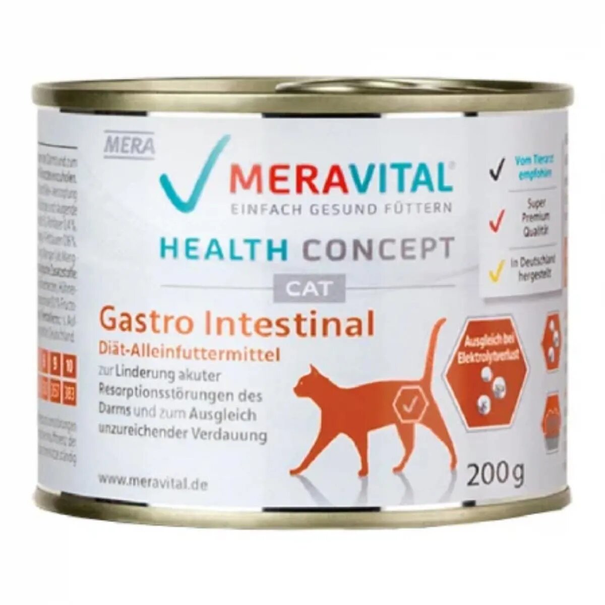 MERA Vital Gastro Intestinal Pui dietă veterinară conservă hrană umedă fără cereale pisici sistem digestiv (pate) 200g
