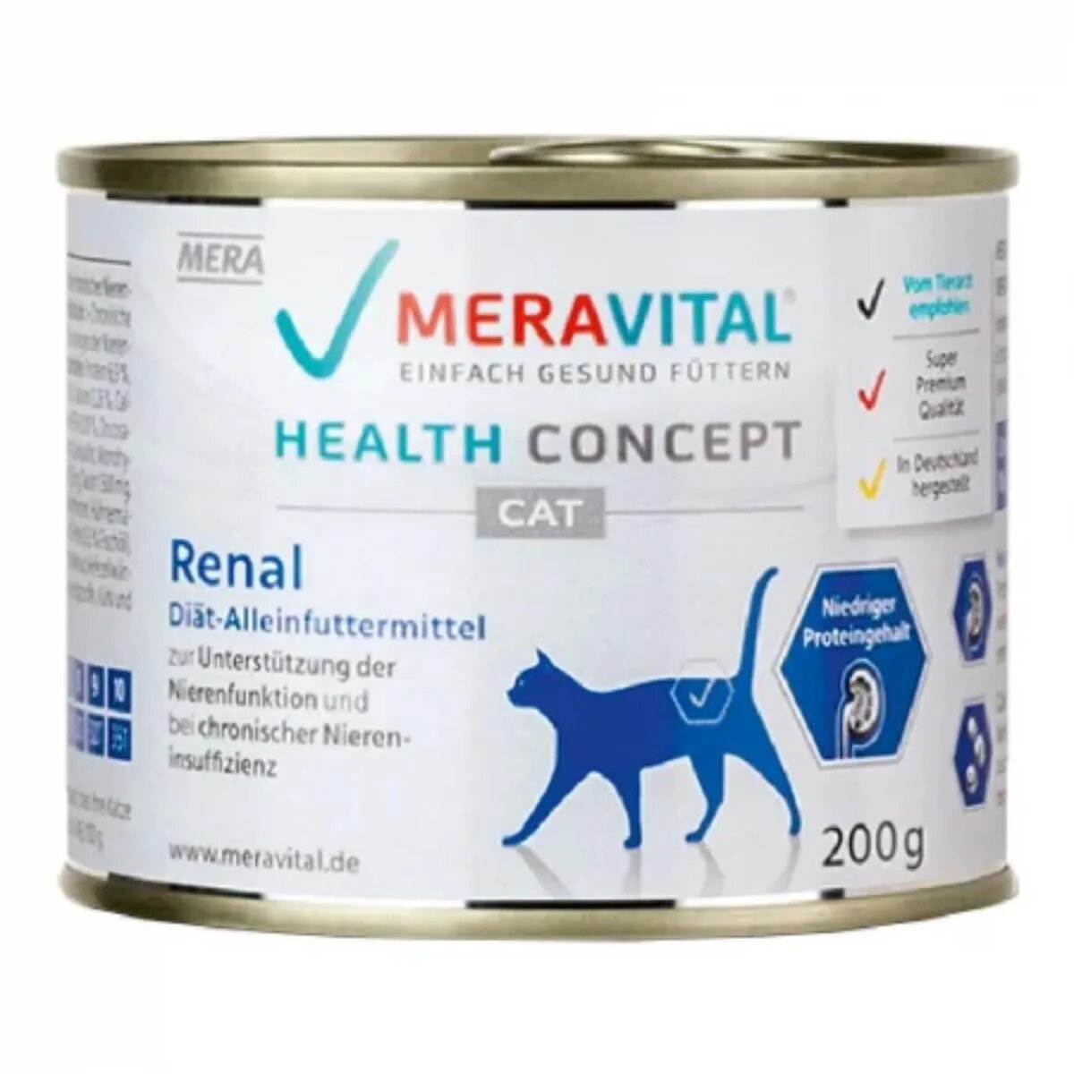 MERA Vital Renal Pasăre dietă veterinară conservă hrană umedă pisici sistem renal (pate) 200g