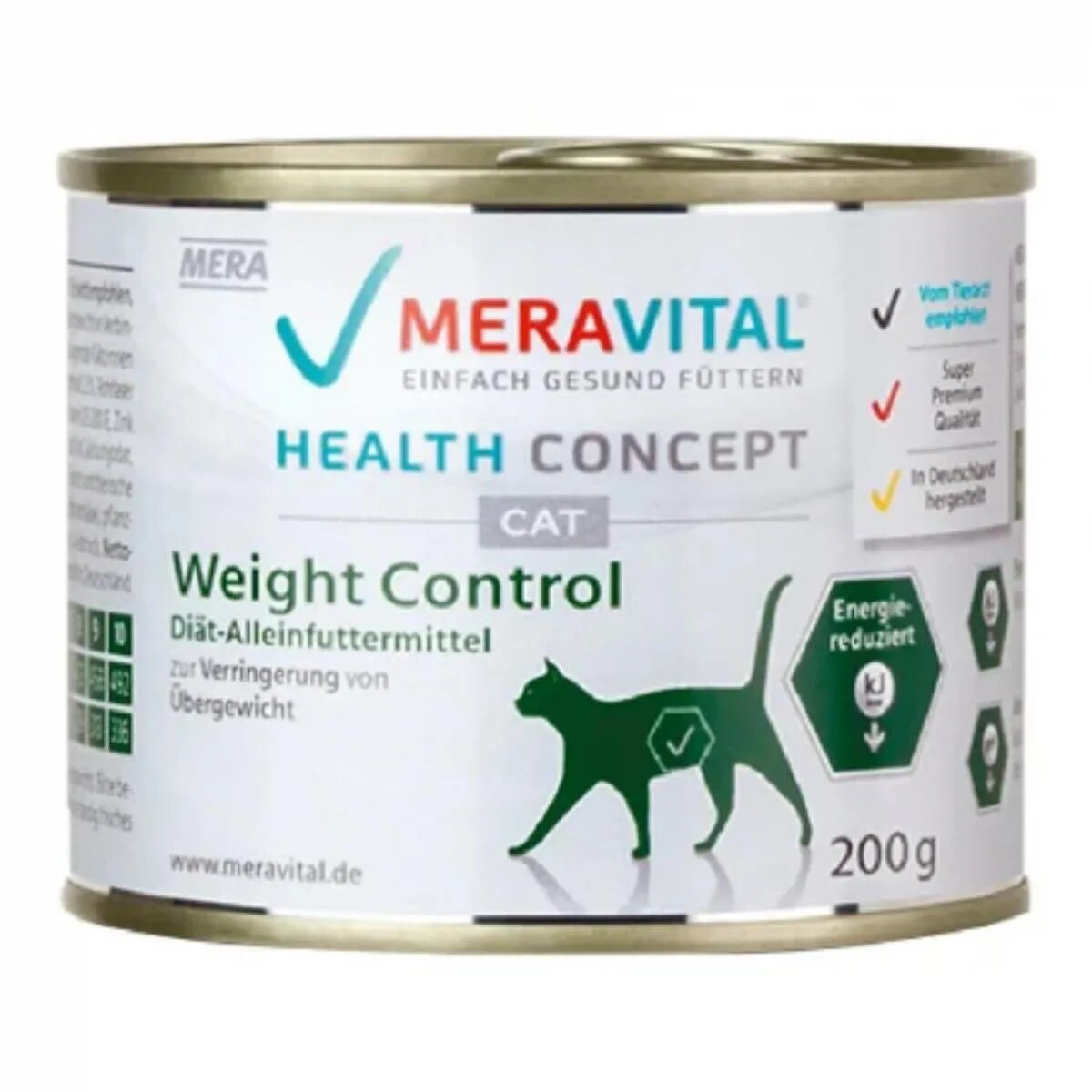 MERA Vital Weight Control Pasăre dietă veterinară conservă hrană umedă fără cereale pisici obezitate (pate) 200g