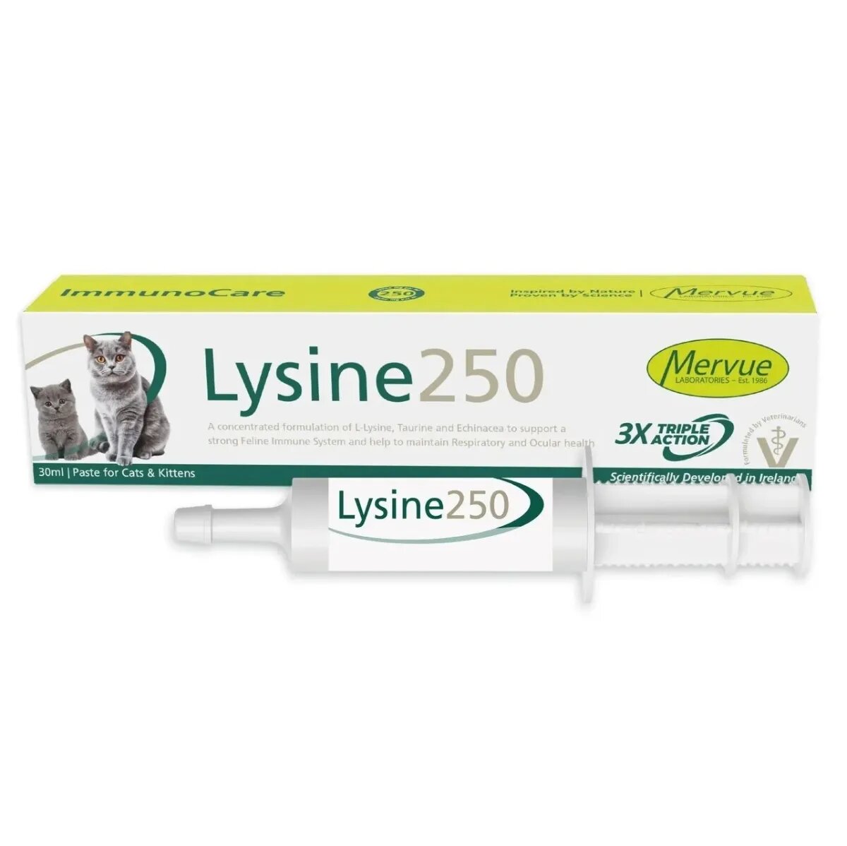 Mervue Lysine 250 supliment sistem imunitar sistem respirator pisici seringă gradată 30ml pastă orală