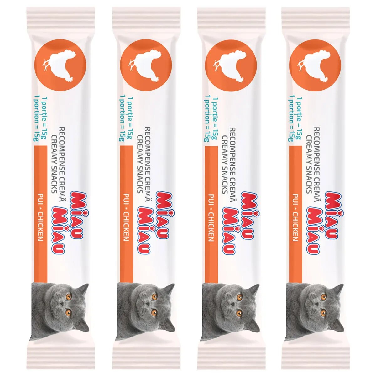 MIAU MIAU Creamy Snacks Pui recompense fără cereale pisici (piure) 60g