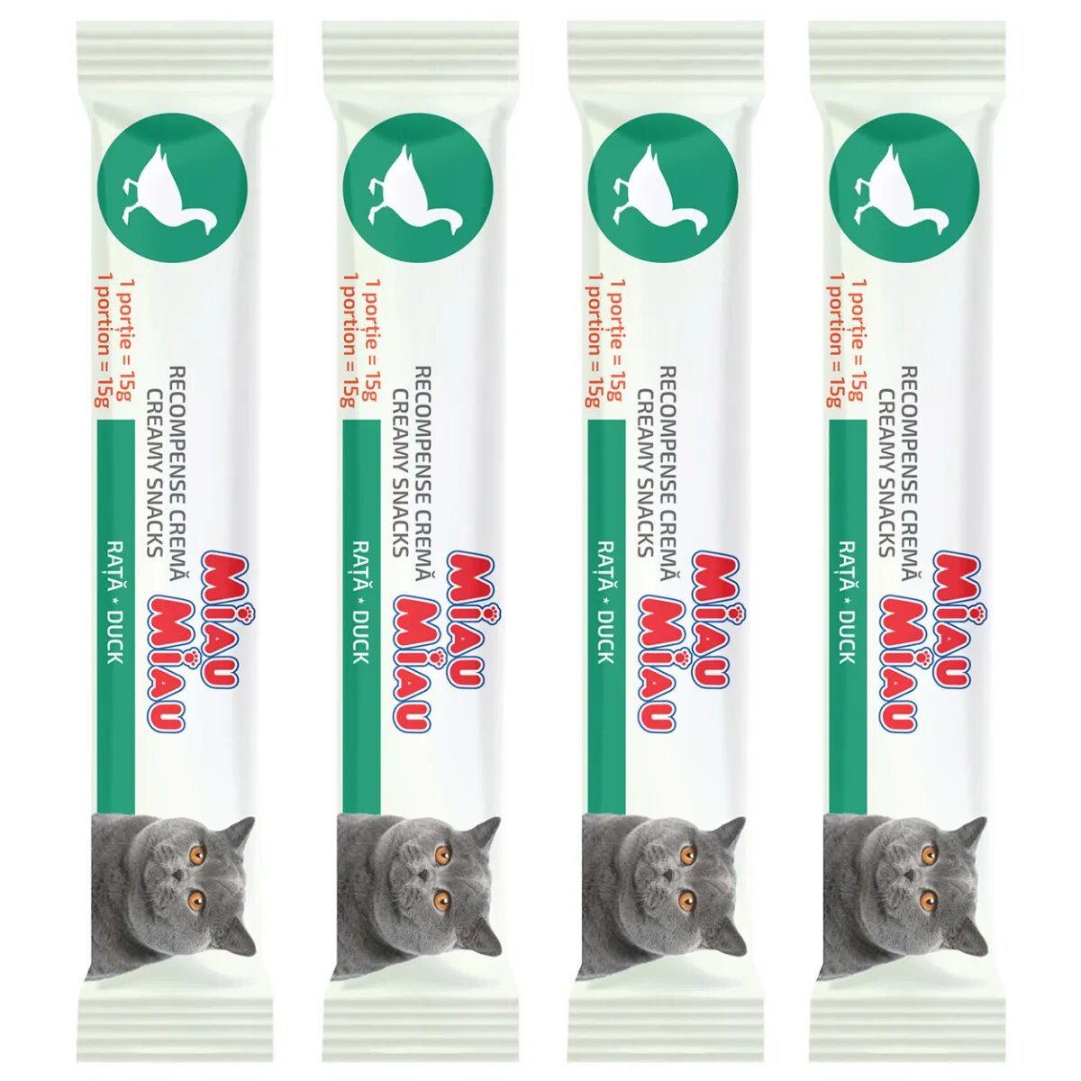 MIAU MIAU Creamy Snacks Rață recompense fără cereale pisici (piure) 60g