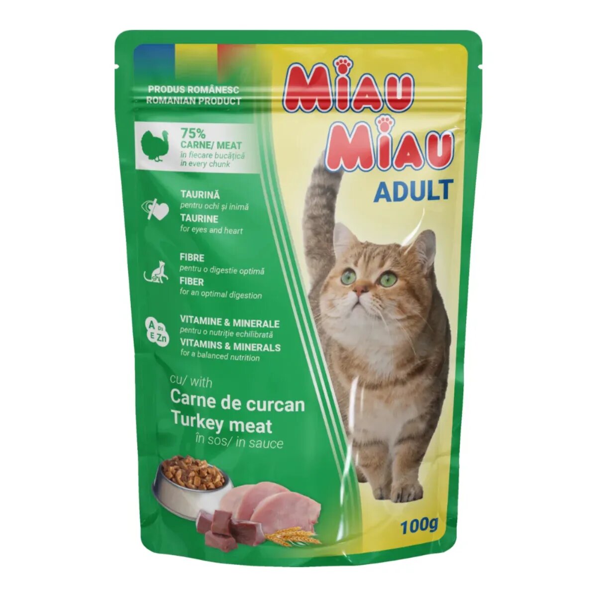 MIAU MIAU Curcan plic hrană umedă pisici (în sos) 100g