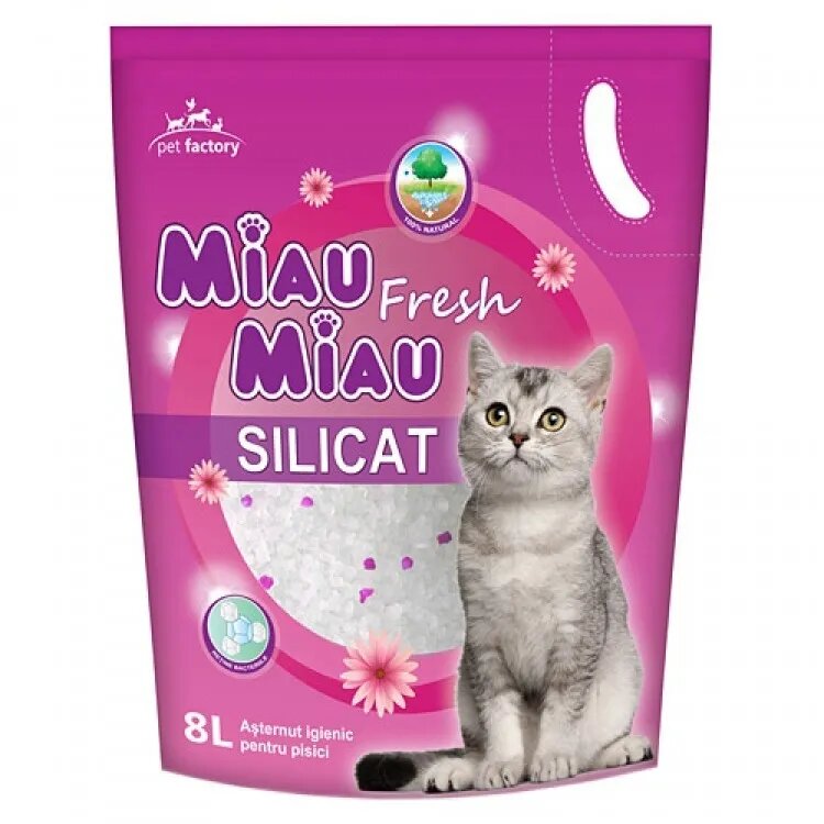 MIAU MIAU Fresh așternut igienic pisici granule silicat neaglomerant neutralizare mirosuri 8l