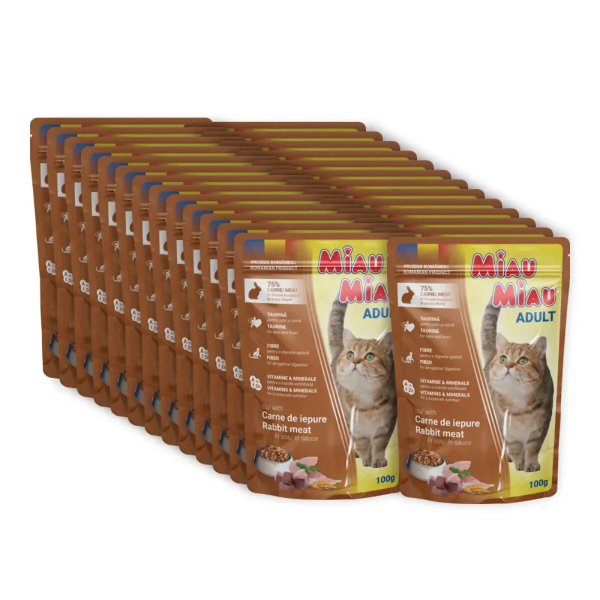 MIAU MIAU Iepure plic hrană umedă pisici (în sos) bax 100g x 24buc