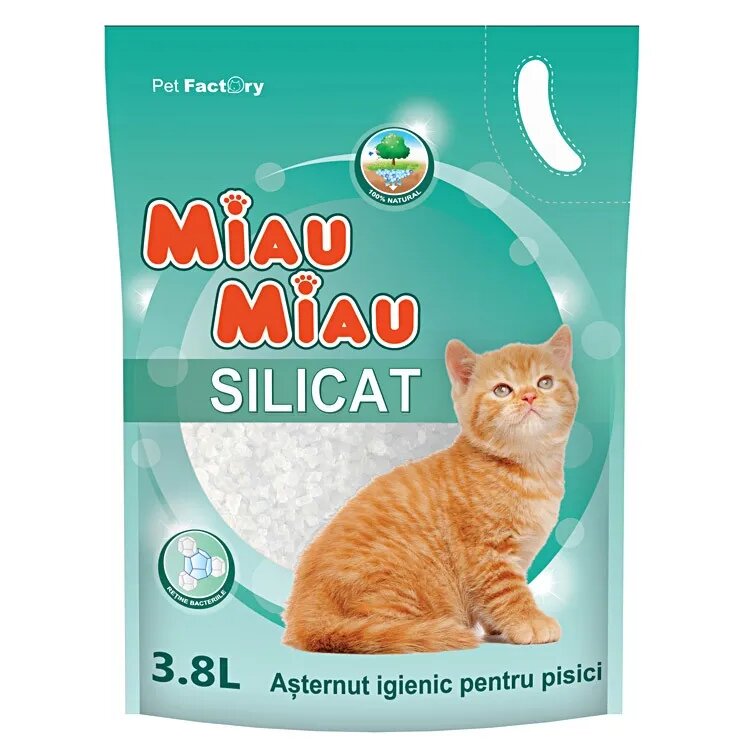 MIAU MIAU neparfumat așternut igienic pisici granule silicat neaglomerant neutralizare mirosuri 3.8l