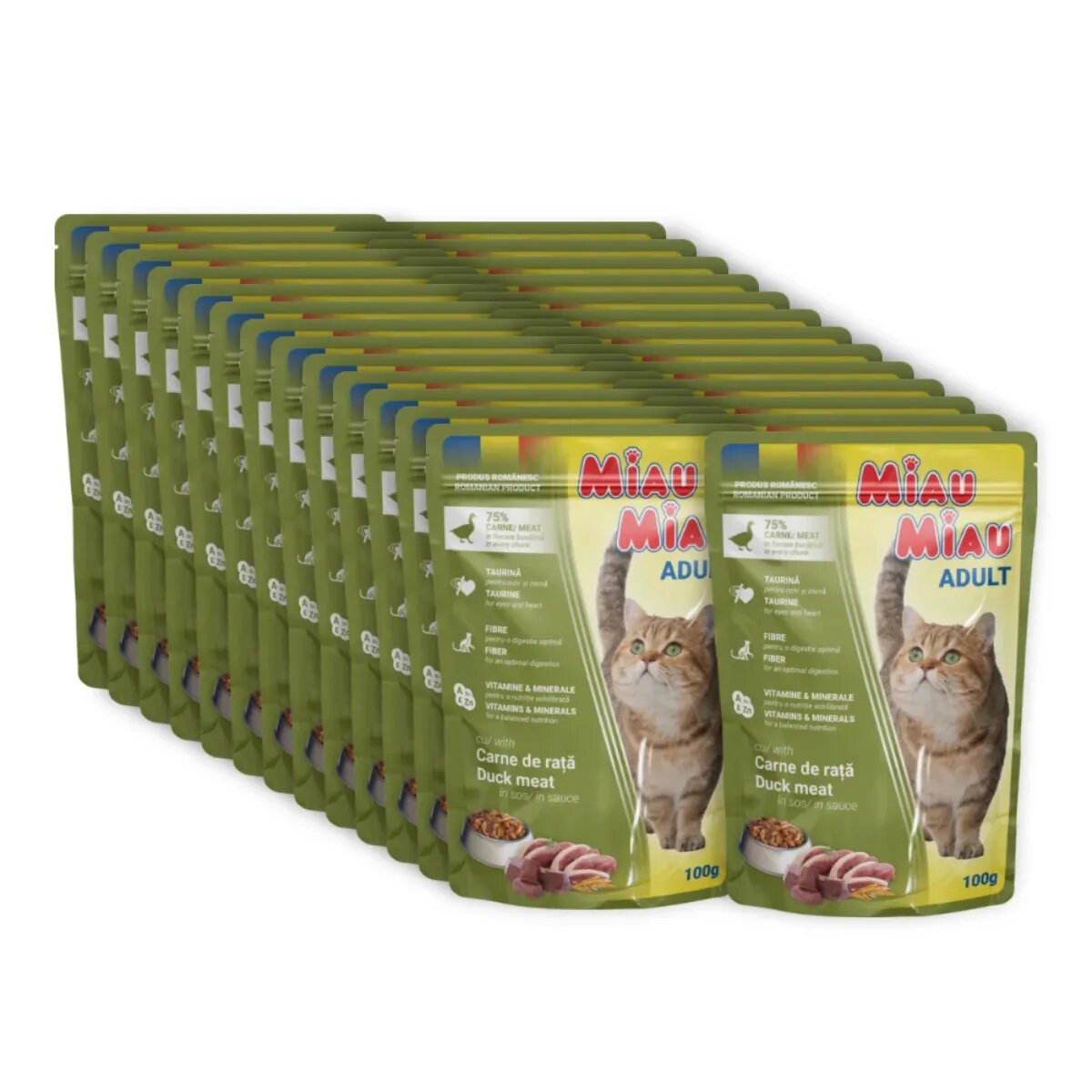 MIAU MIAU Rață plic hrană umedă pisici (în sos) bax 100g x 24buc