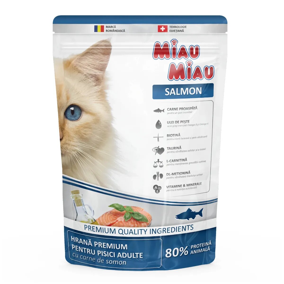MIAU MIAU Somon hrană uscată pisici 800g