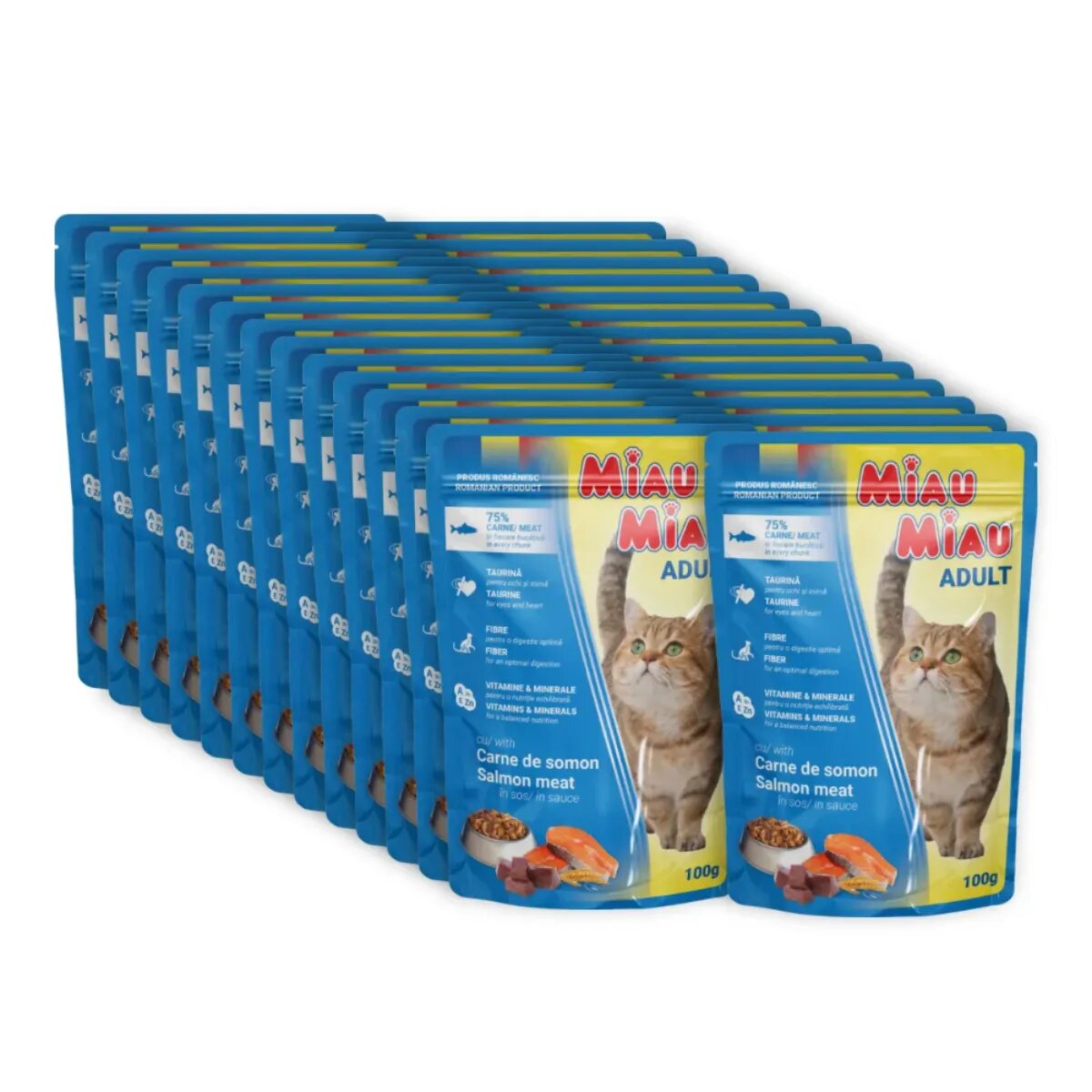 MIAU MIAU Somon plic hrană umedă pisici (în sos) bax 100g x 24buc
