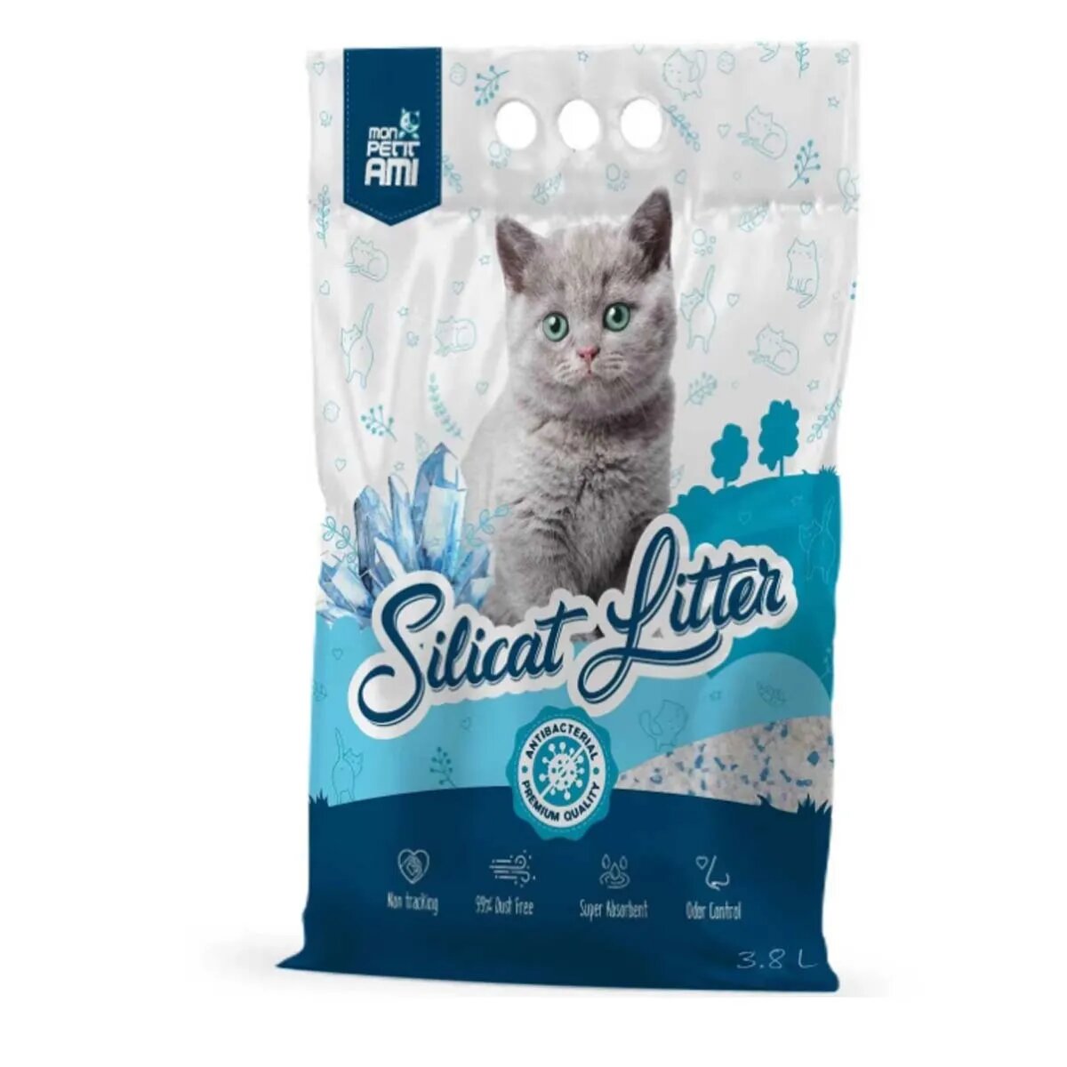 Mon Petit Ami Classic neparfumat așternut igienic pisici granule silicat neaglomerant neutralizare mirosuri 3.8l