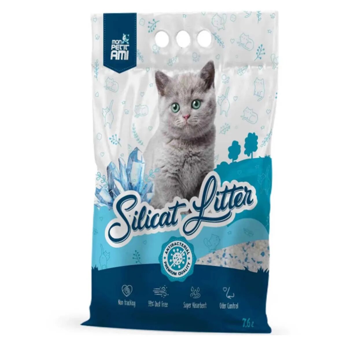 Mon Petit Ami Classic neparfumat așternut igienic pisici granule silicat neaglomerant neutralizare mirosuri 7.6l