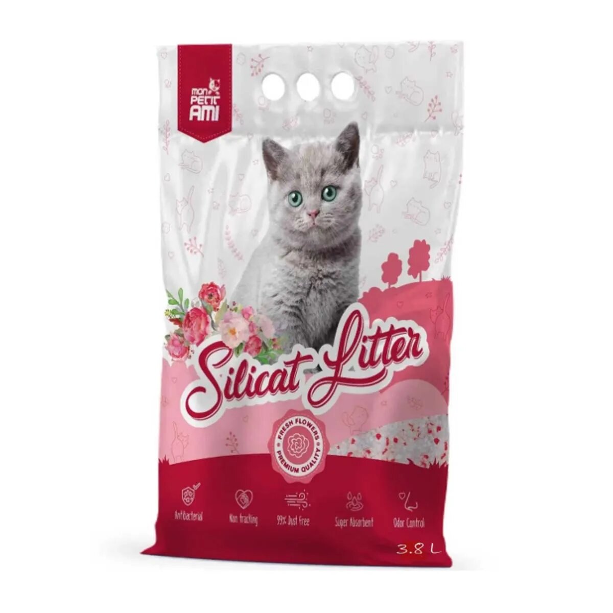 Mon Petit Ami Floral așternut igienic pisici granule silicat neaglomerant neutralizare mirosuri 3.8l