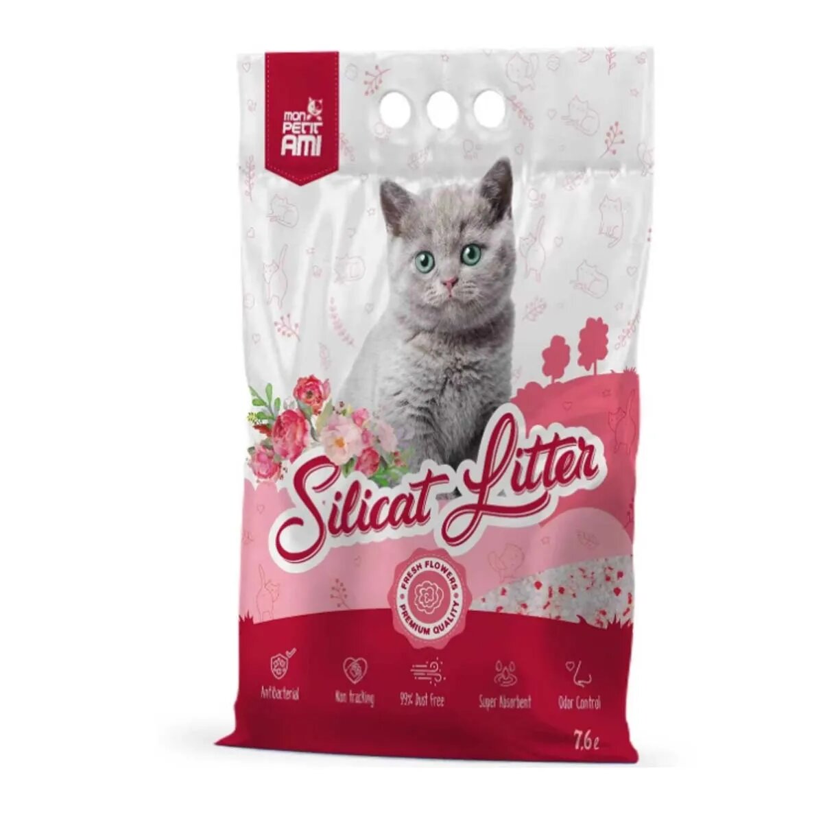 Mon Petit Ami Floral așternut igienic pisici granule silicat neaglomerant neutralizare mirosuri 7.6l