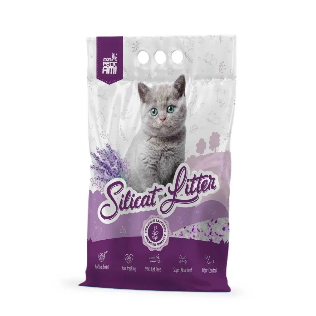Mon Petit Ami Lavanda așternut igienic pisici granule silicat neaglomerant neutralizare mirosuri 15l
