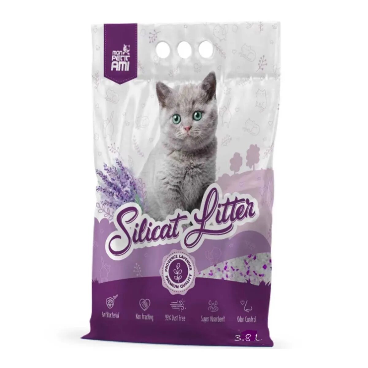 Mon Petit Ami Lavanda așternut igienic pisici granule silicat neaglomerant neutralizare mirosuri 3.8l