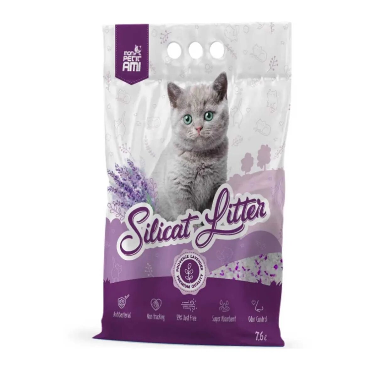 Mon Petit Ami Lavanda așternut igienic pisici granule silicat neaglomerant neutralizare mirosuri 7.6l