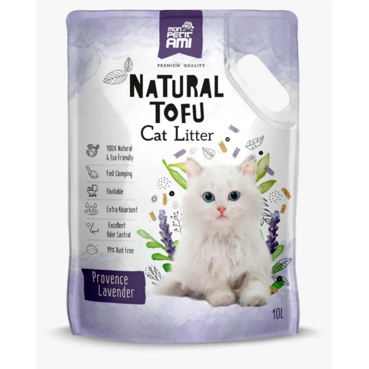 Mon Petit Ami Tofu Lavanda așternut igienic pisici peleți tofu aglomerant neutralizare mirosuri biodegradabil 10l