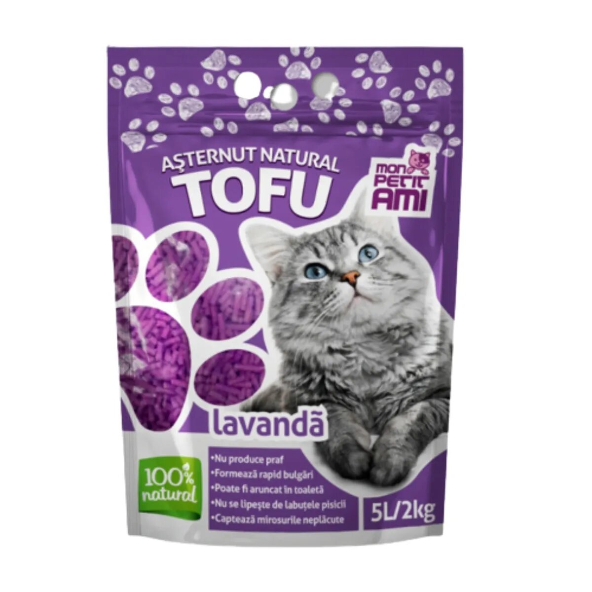 Mon Petit Ami Tofu Lavanda așternut igienic pisici peleți tofu aglomerant neutralizare mirosuri biodegradabil 5l