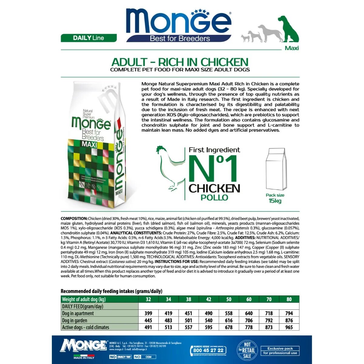 Monge Best for Breeders Maxi Adult L-XL Pui hrană uscată câini 15kg