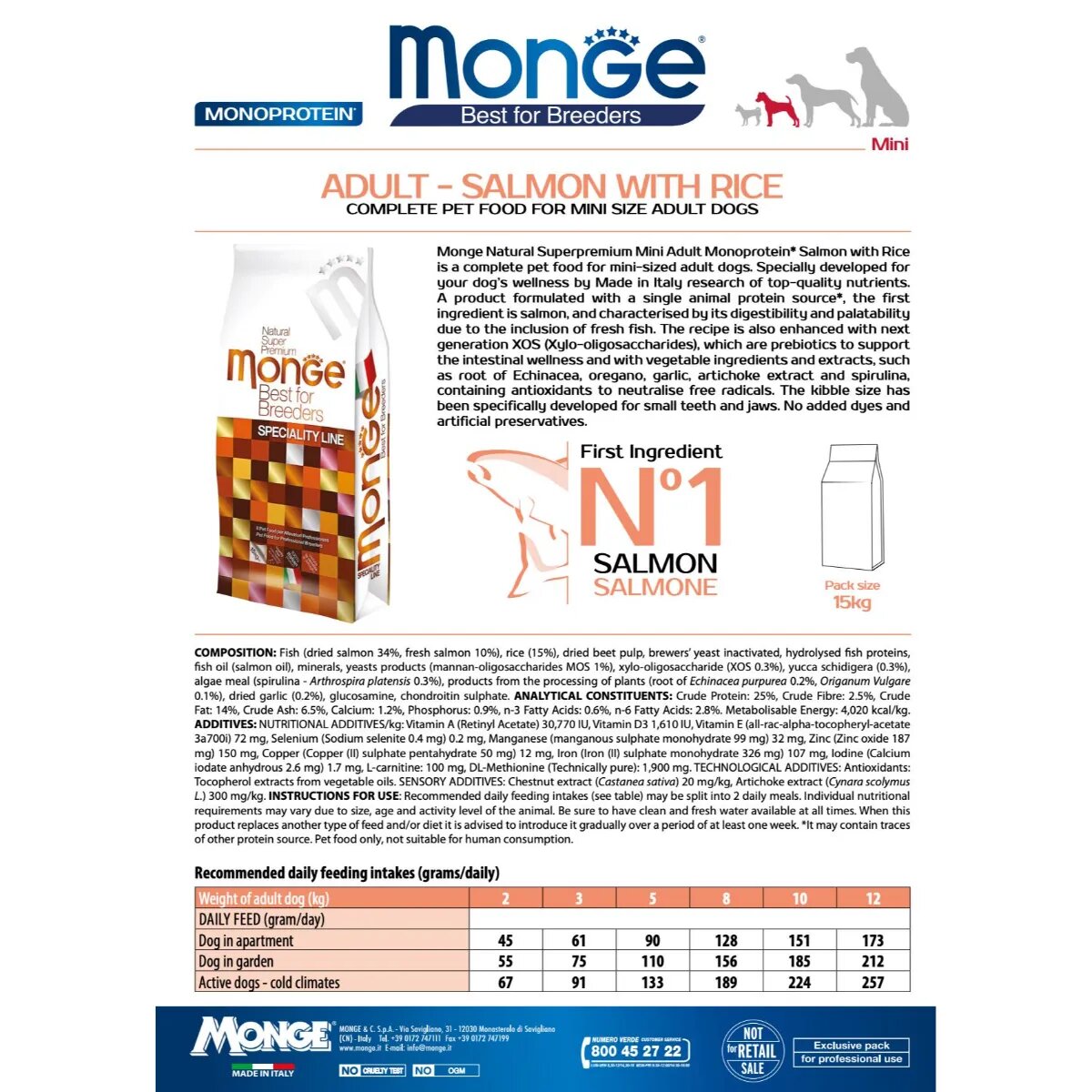 Monge Best for Breeders Mini Adult XS-S Somon hrană uscată câini 15kg