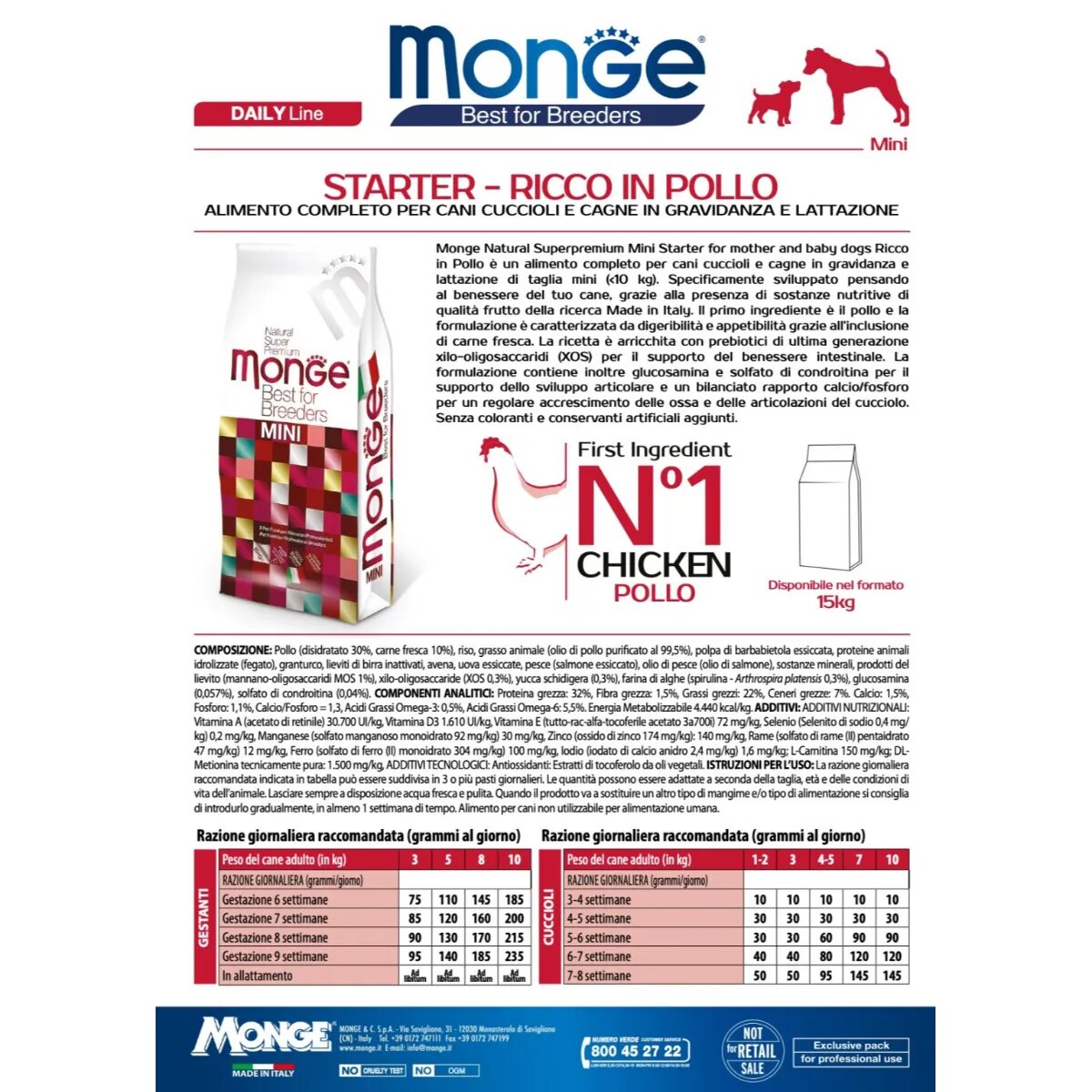 Monge Best for Breeders Mini Starter XS-S Pui hrană uscată câini junior 15kg