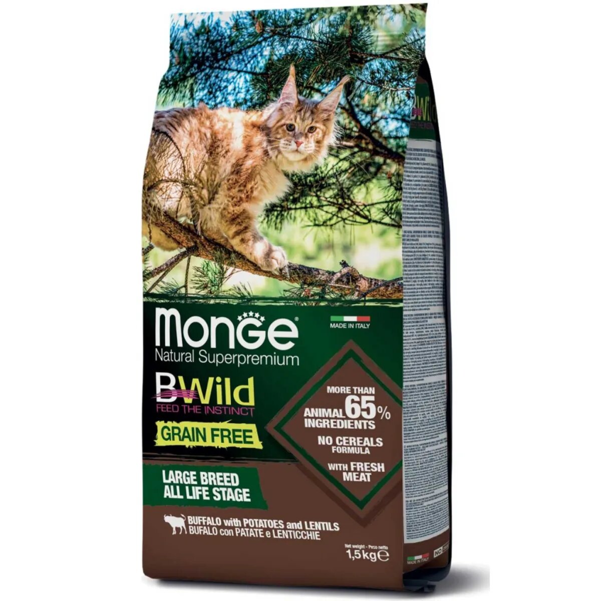 Monge BWild Bizon și Cartofi hrană uscată fără cereale pisici 1.5kg