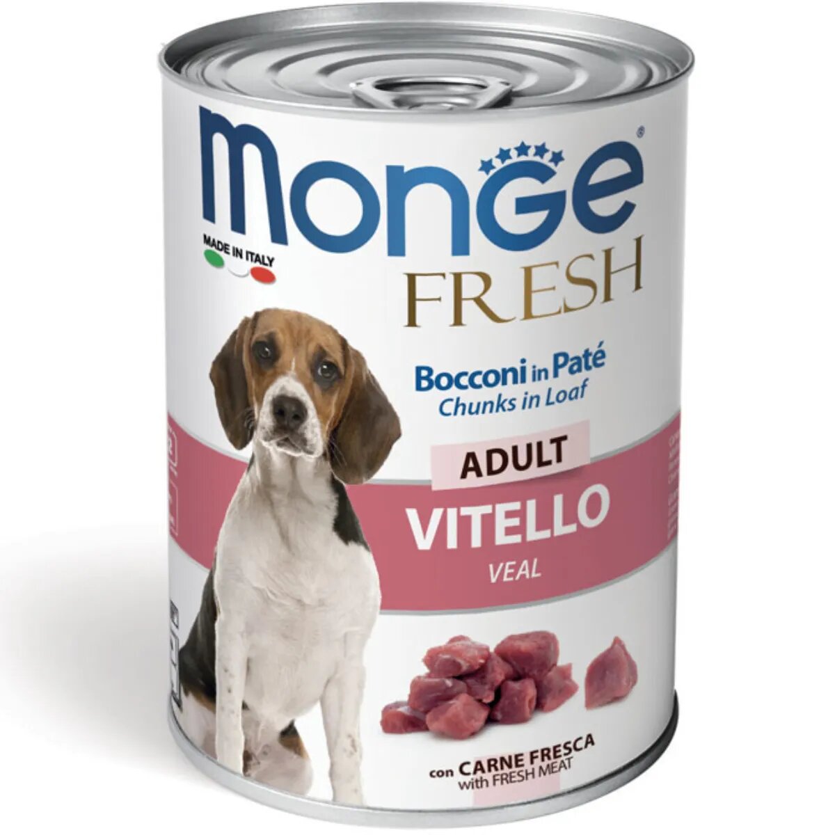 Monge Fresh XS-XL Vițel conservă hrană umedă câini (în suc propriu) 400g