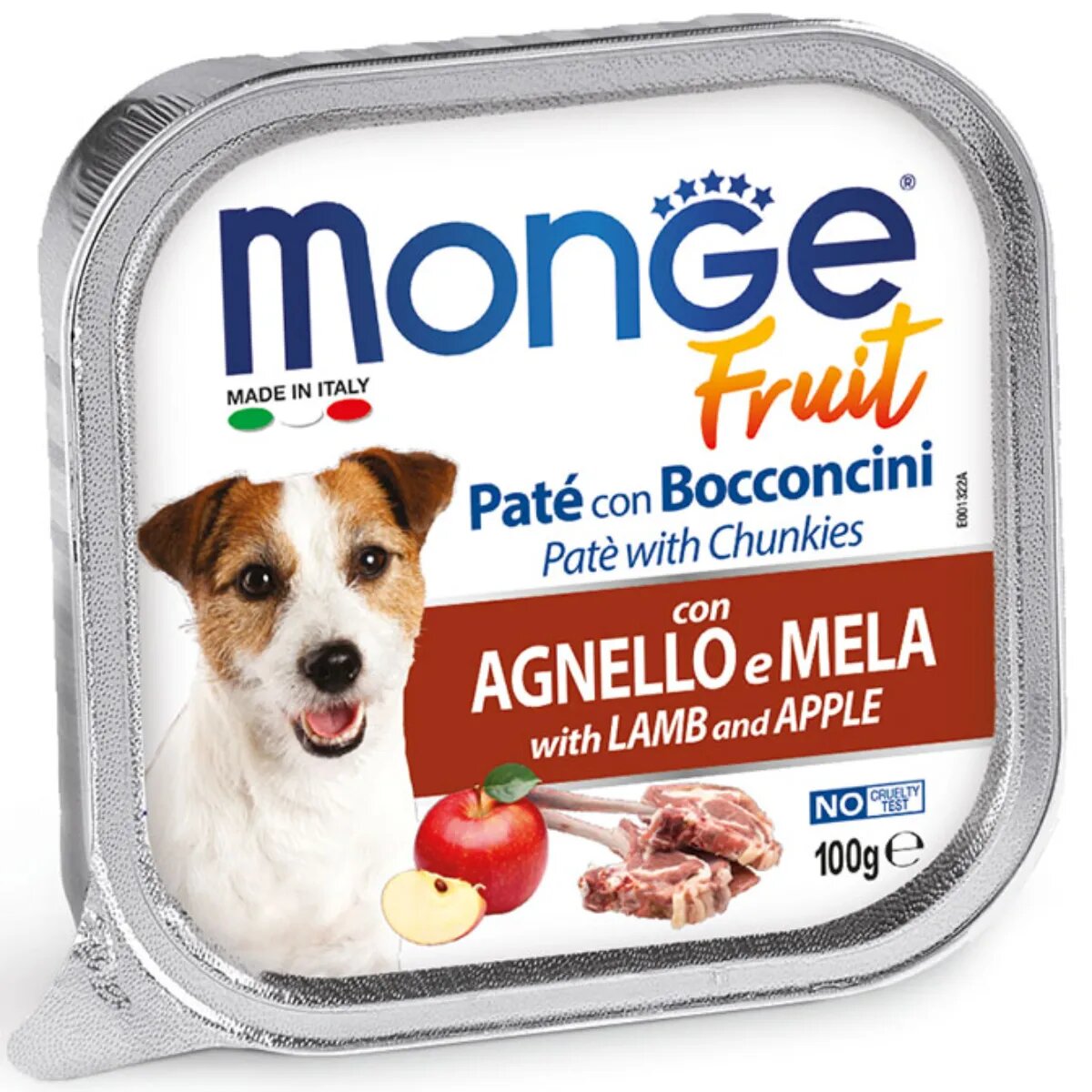 Monge Fruit XS-XL Miel și Mere tăviță hrană umedă fără cereale câini (în suc propriu) bax 100g x 32buc
