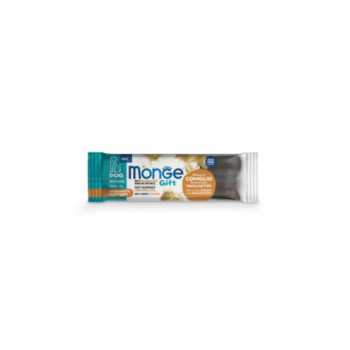 Monge Gift Immunity Support Meat Bars with Nucleotides XS-XL Iepure punguță recompense funcționale fără cereale câini imunitate 40g