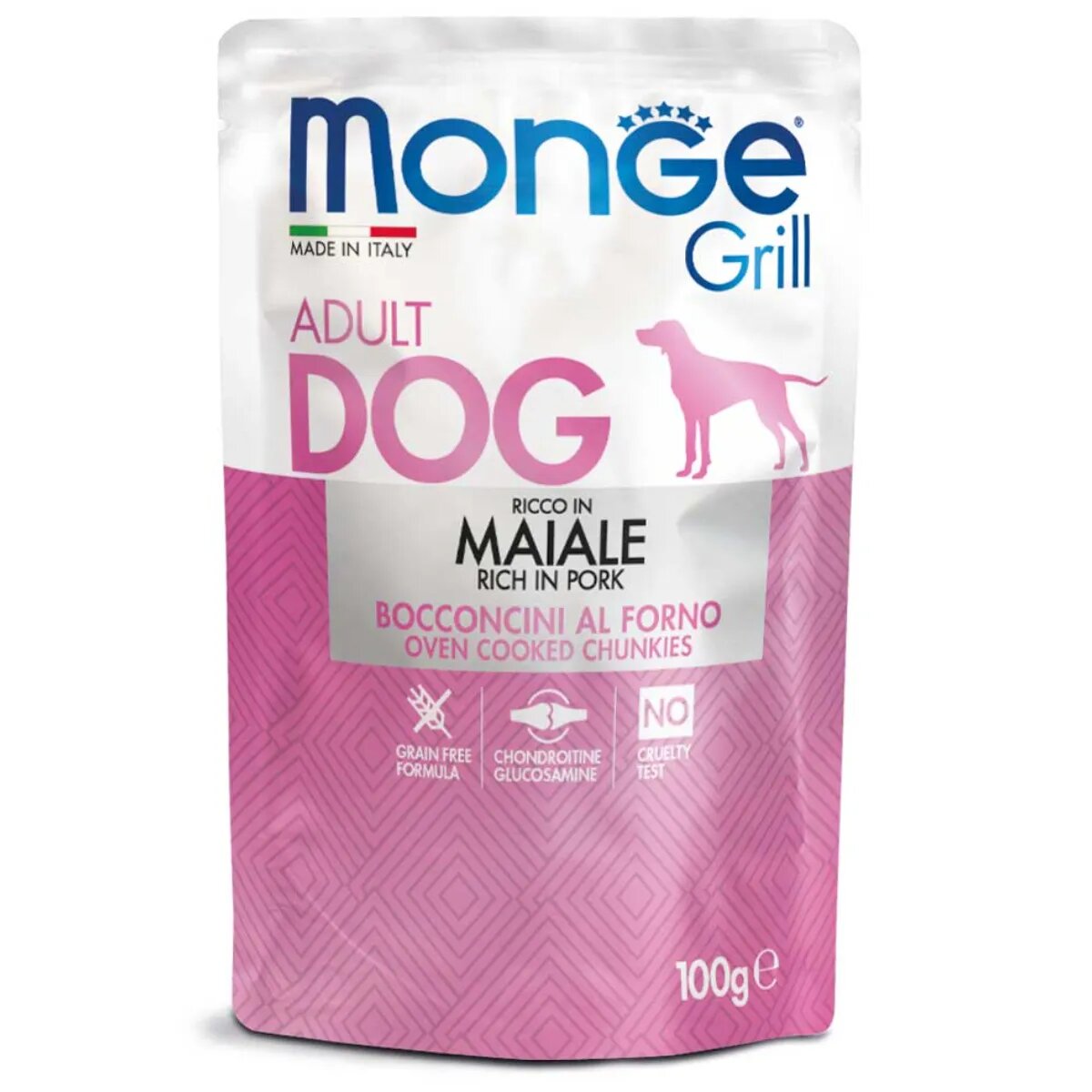Monge Grill XS-XL Porc plic hrană umedă câini (în suc propriu) bax 100g x 24buc