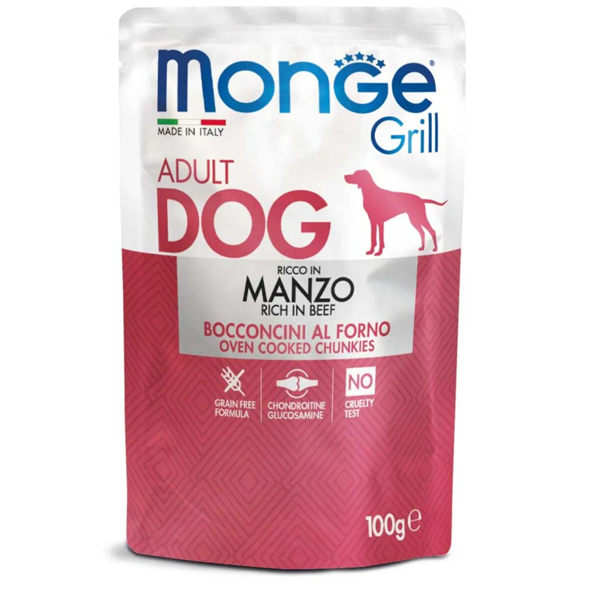 Monge Grill XS-XL Vită plic hrană umedă câini (în suc propriu) 100g