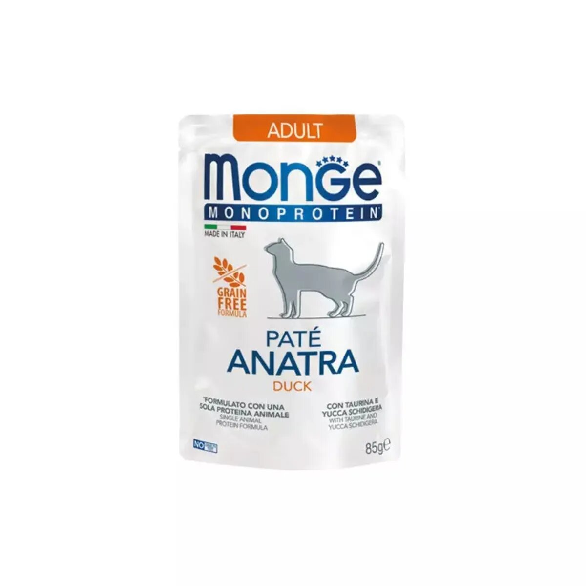 Monge Monoprotein Rață plic hrană umedă monoproteică fără cereale pisici (pate) bax 85g x 28buc