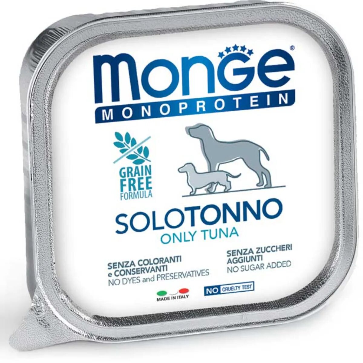 Monge Monoprotein XS-XL Ton tăviță hrană umedă monoproteică fără cereale câini (pate) 150g
