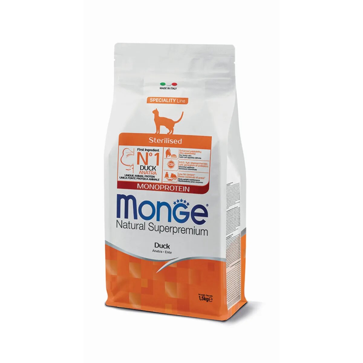 Monge Natural Superpremium Monoprotein Sterilised Rață hrană uscată pisici sterilizate 10kg