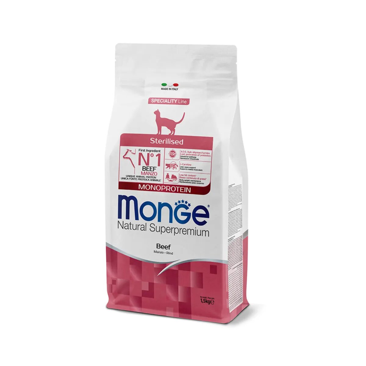 Monge Natural Superpremium Monoprotein Sterilised Vită hrană uscată pisici sterilizate 1.5kg