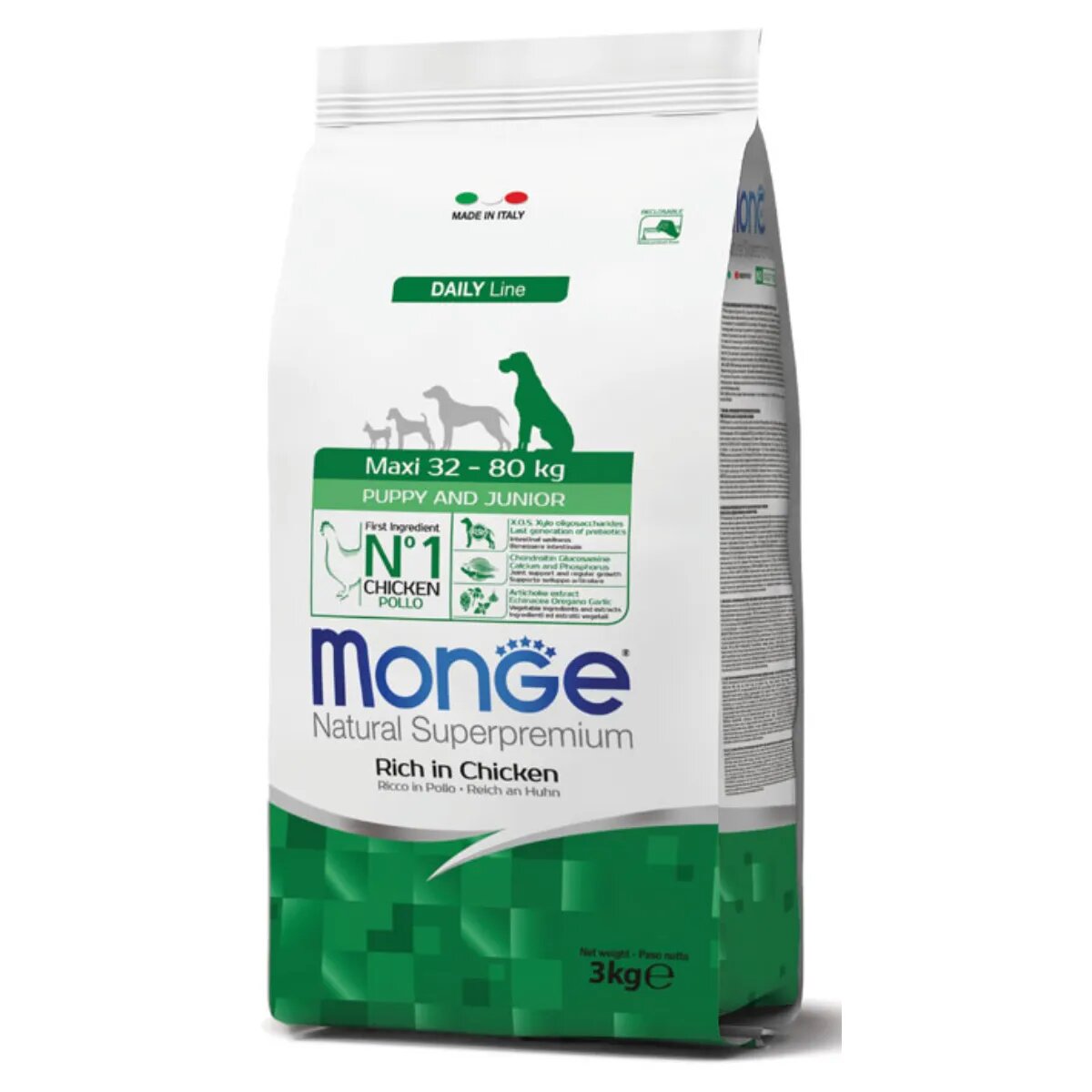 Monge Natural Superpremium Puppy&Junior Maxi L-XL Pui și Orez hrană uscată câini junior 12kg