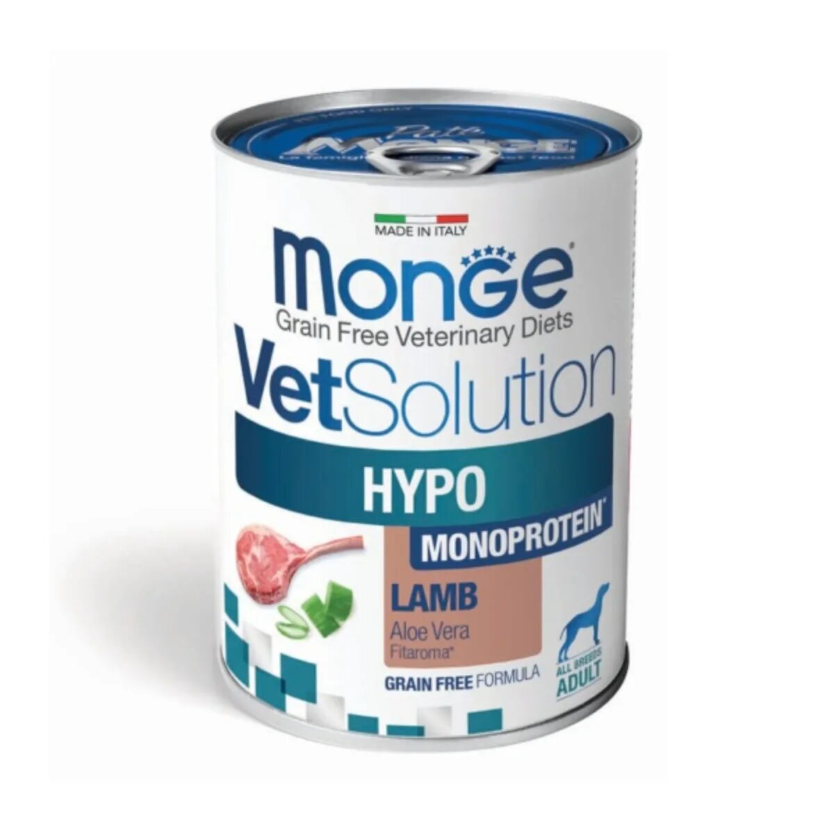 MONGE VETSOLUTION Hypo Monoprotein XS-XL Miel dietă veterinară conservă hrană umedă monoproteică fără cereale câini alergii (pate) 400g