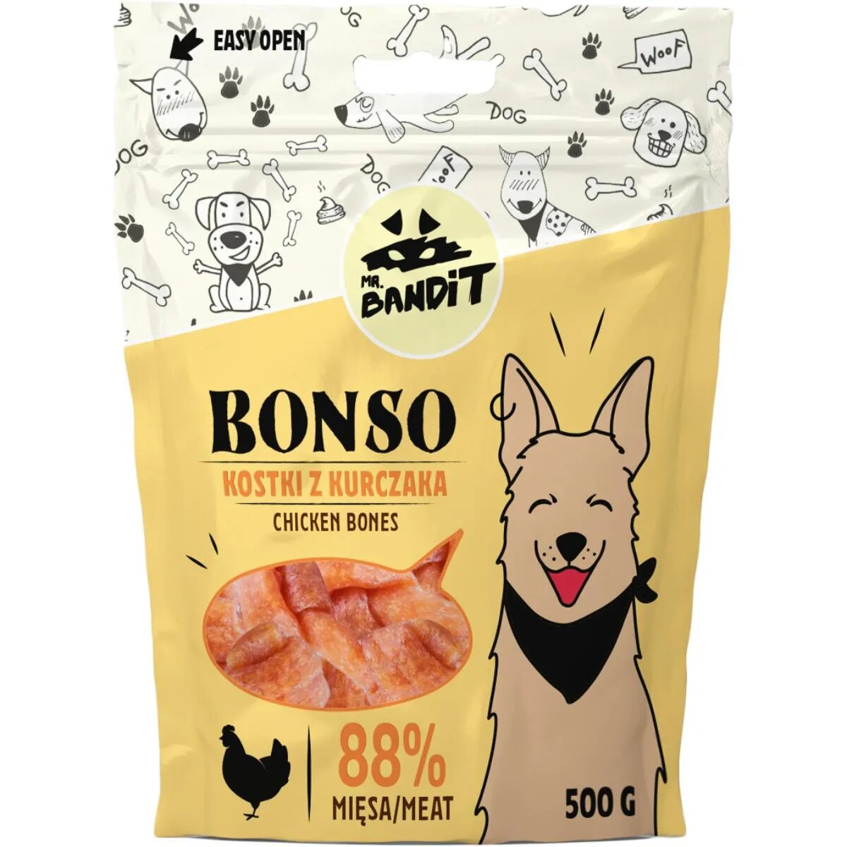 Mr Bandit Bonso Bones XS-XL Pui punguță recompense câini 500g