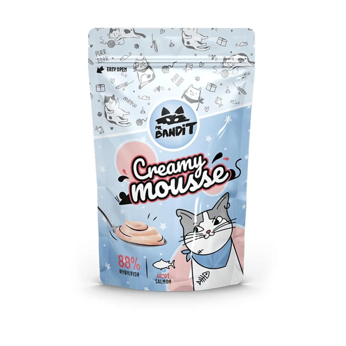 Mr Bandit Creamy Mousse Somon punguță recompense pisici (topping) Creamy Mousse Somon punguță plic recompense pisici (topping) 60g