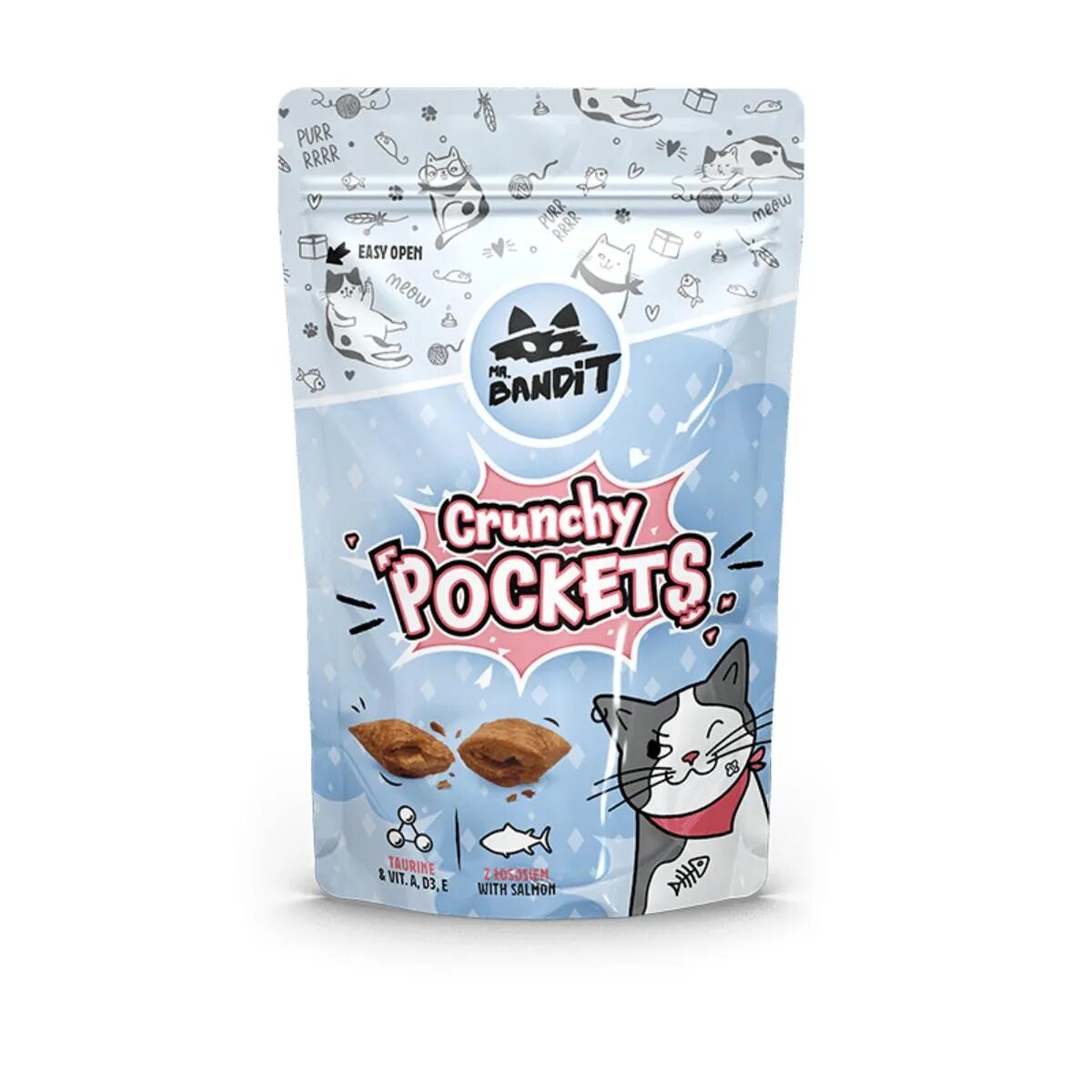 Mr Bandit Crunchy Pockets Somon punguță recompense pisici 40g