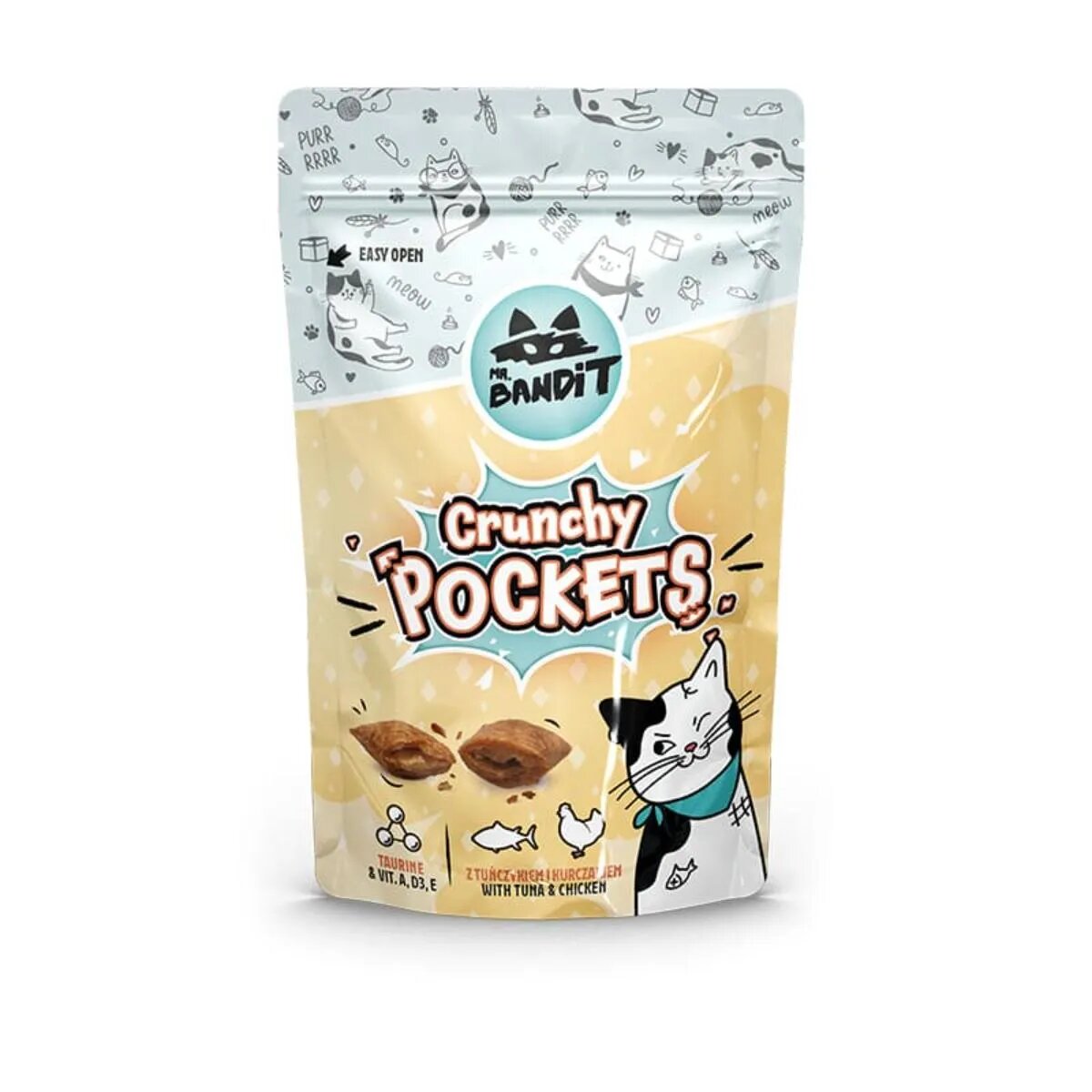 Mr Bandit Crunchy Pockets Ton și Pui punguță recompense pisici 40g