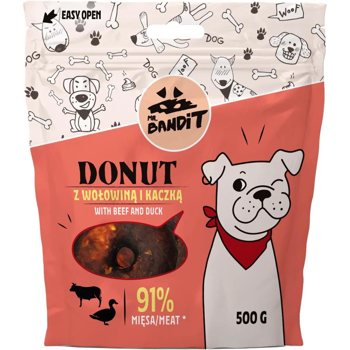 Mr Bandit Donut XS-XL Vită punguță recompense câini 500g