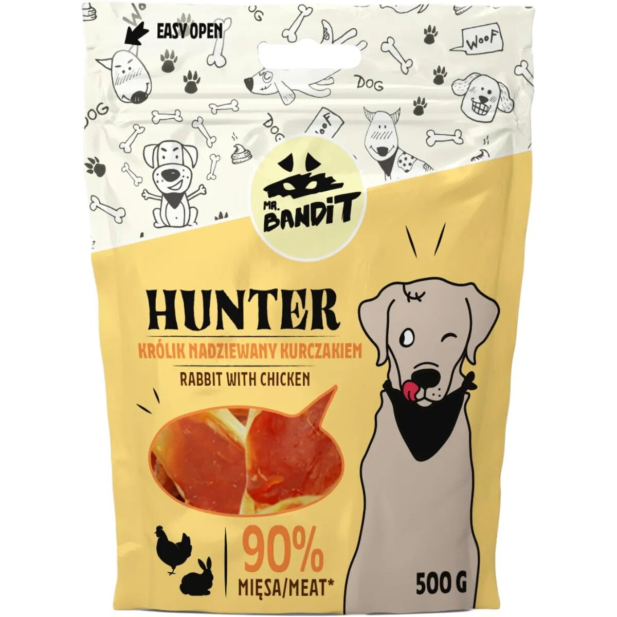 Mr Bandit Hunter XS-XL Iepure și Pui punguță recompense fără cereale câini 500g