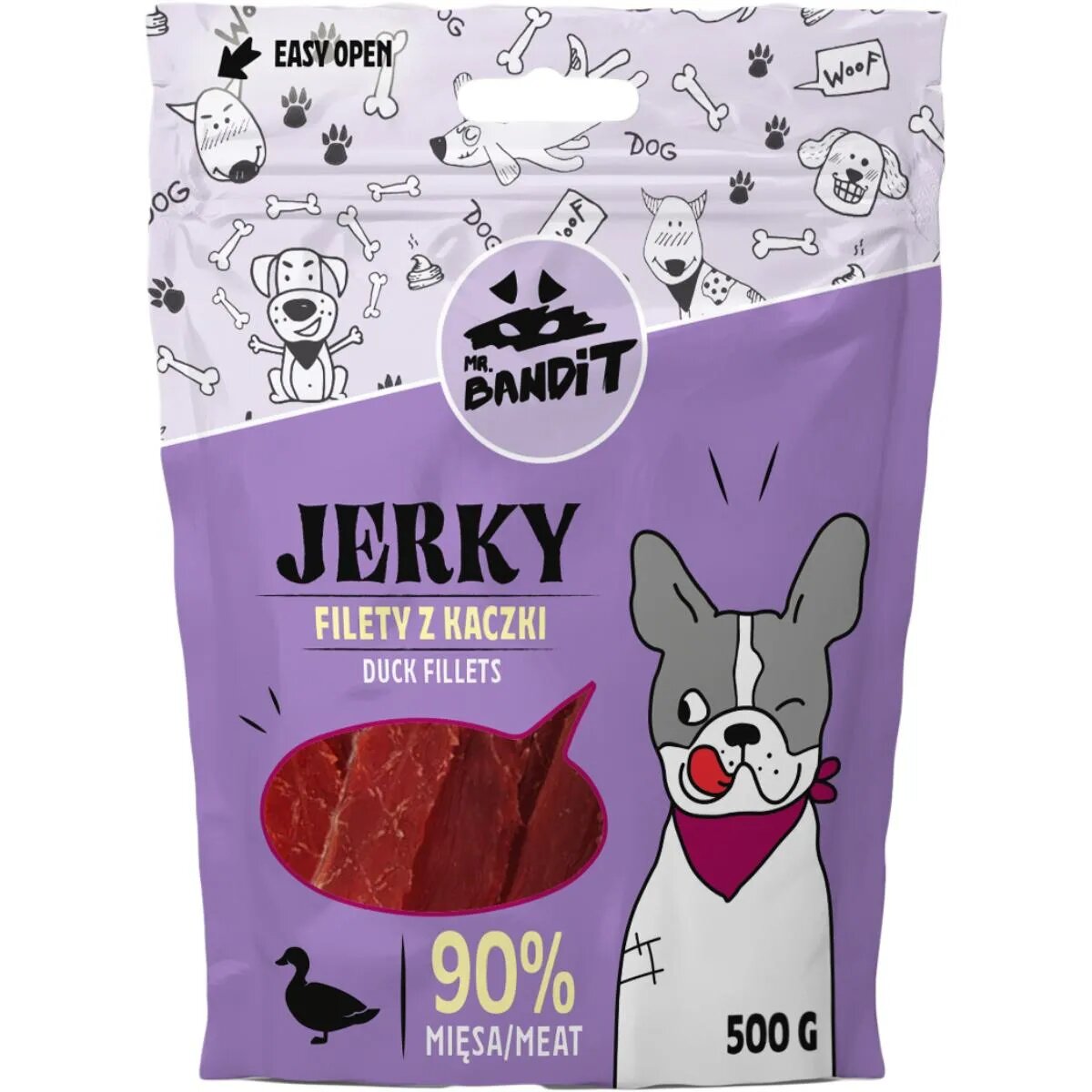 Mr Bandit Jerky Fillets XS-XL Rață punguță recompense fără cereale câini 80g