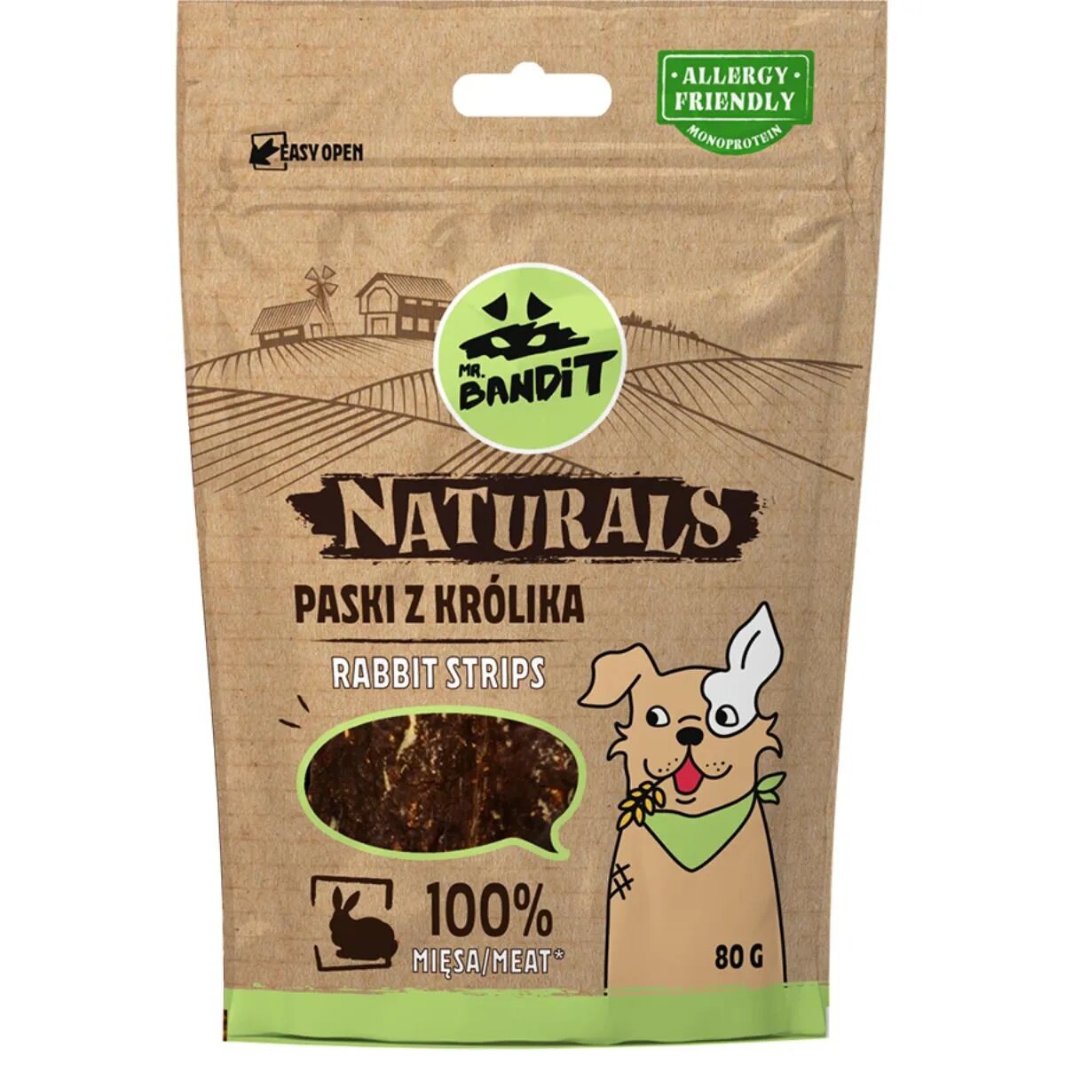 Mr Bandit Natural Stripes XS-XL Iepure punguță recompense monoproteică fără cereale câini 80g